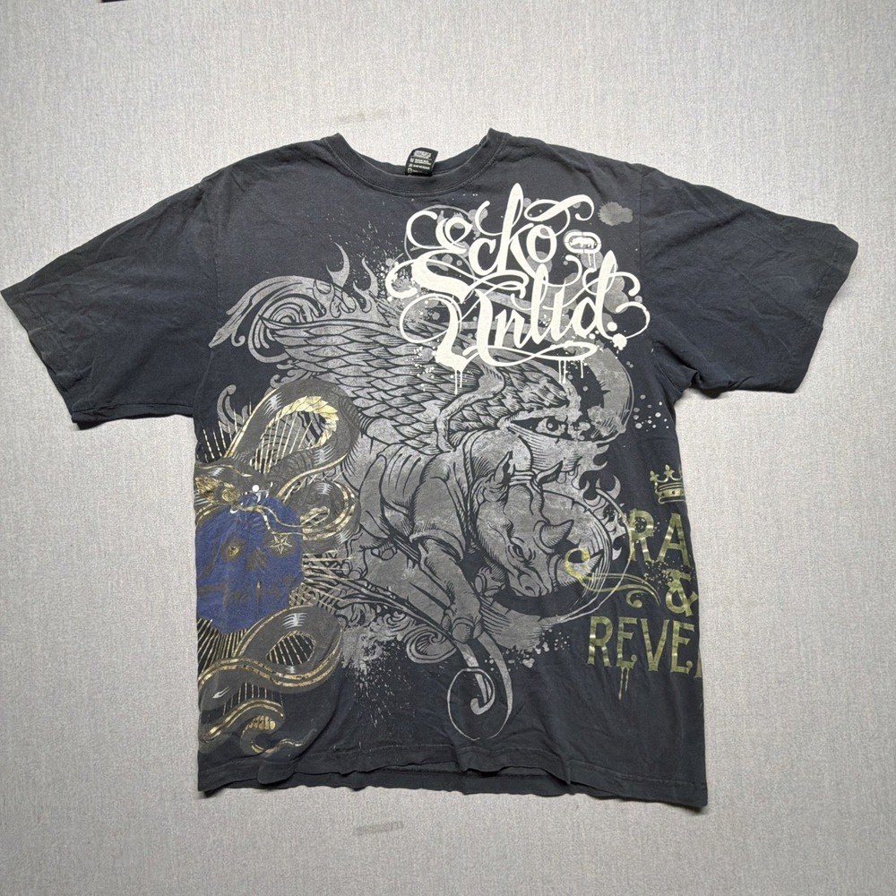 Vintage Ecko Unltd MMA Shirt AOP Wraparound Men's Size XXL Grunge Street Wear